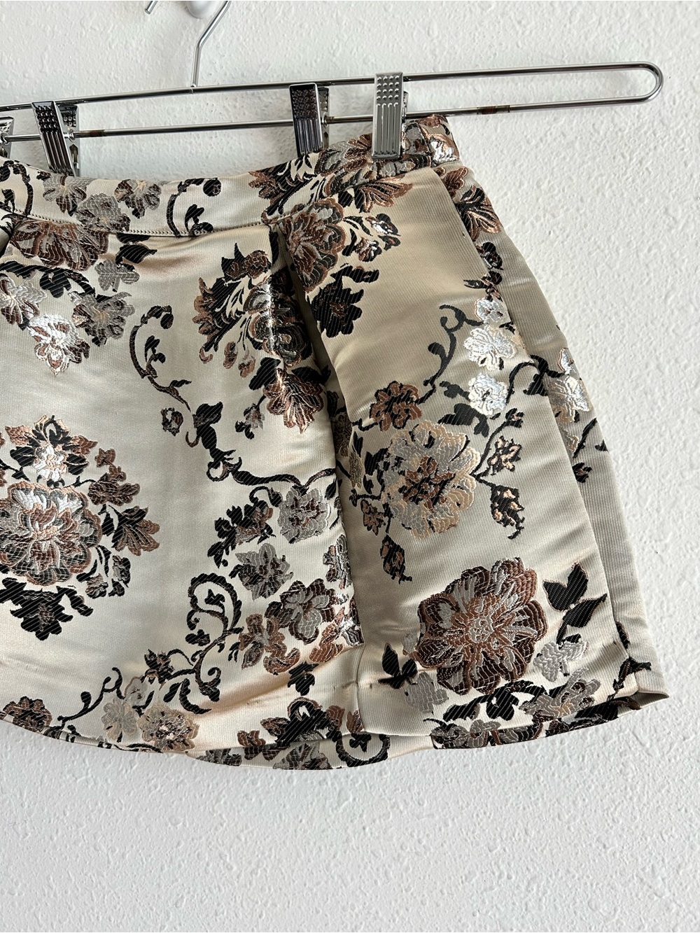 Free People Benjamine Mini Skirt Women's Size 0 Brown Beige Floral Jacquard - Picture 4 of 11